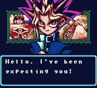 a video game character with text saying 'Hello. I've been expecting you!