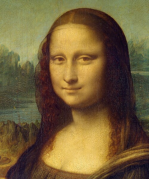 A detail of the mona lisa's smile