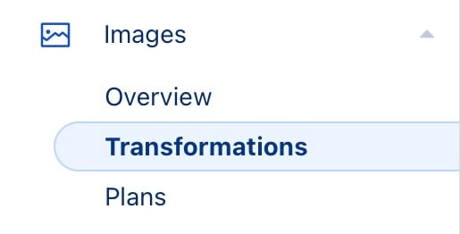 Select Transformations in the Images dropdown menu