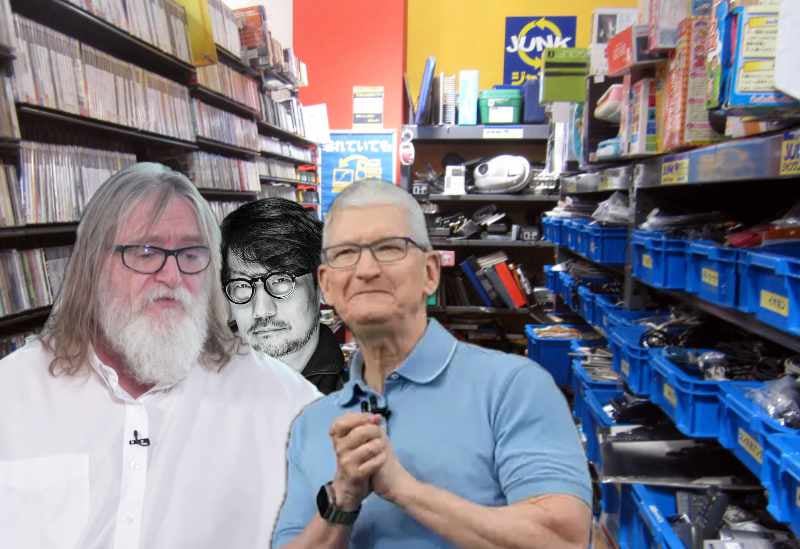 Gaben, Tim, and Kojima-san in Hard-Off