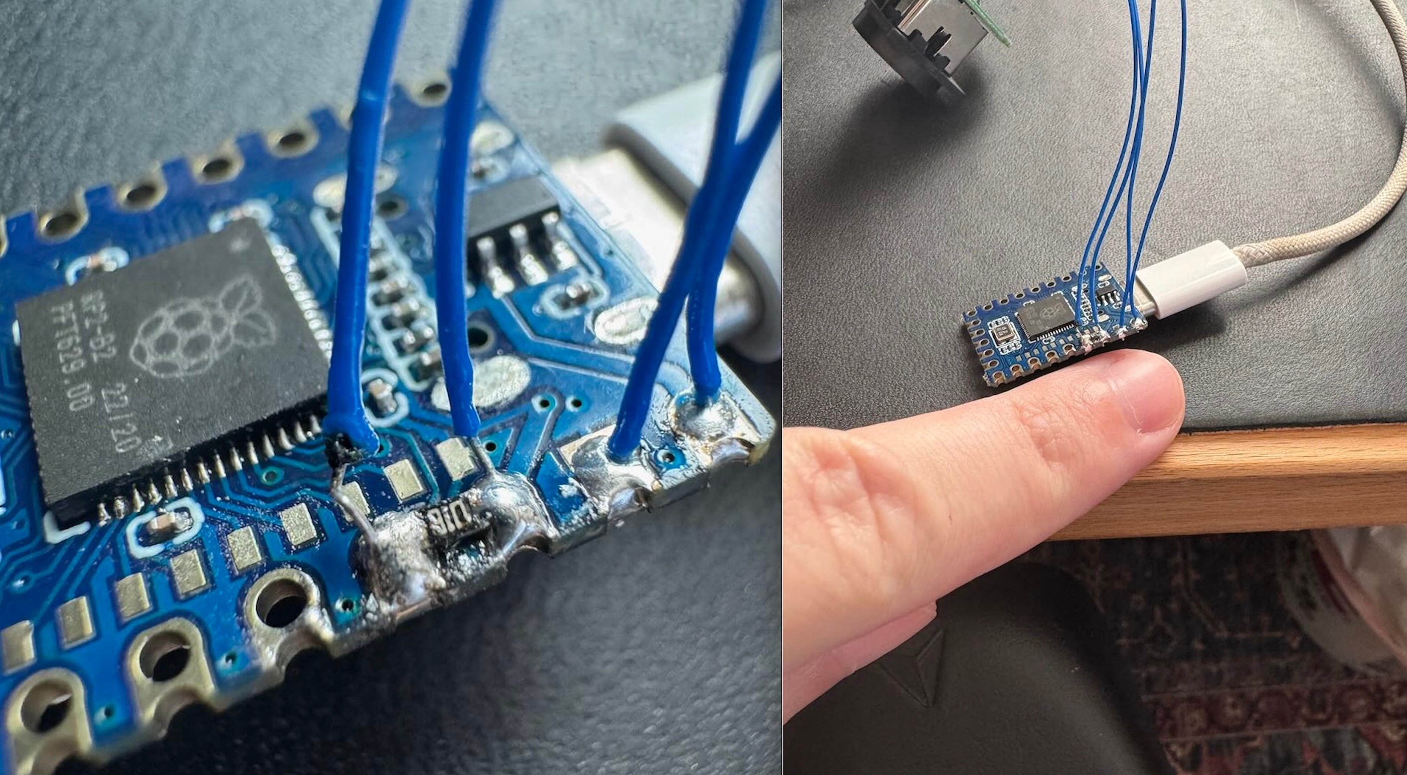 A closeup shot of a small surface mount resistor soldered to a PCB