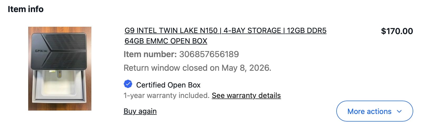 ebay listing of the gmktec g9