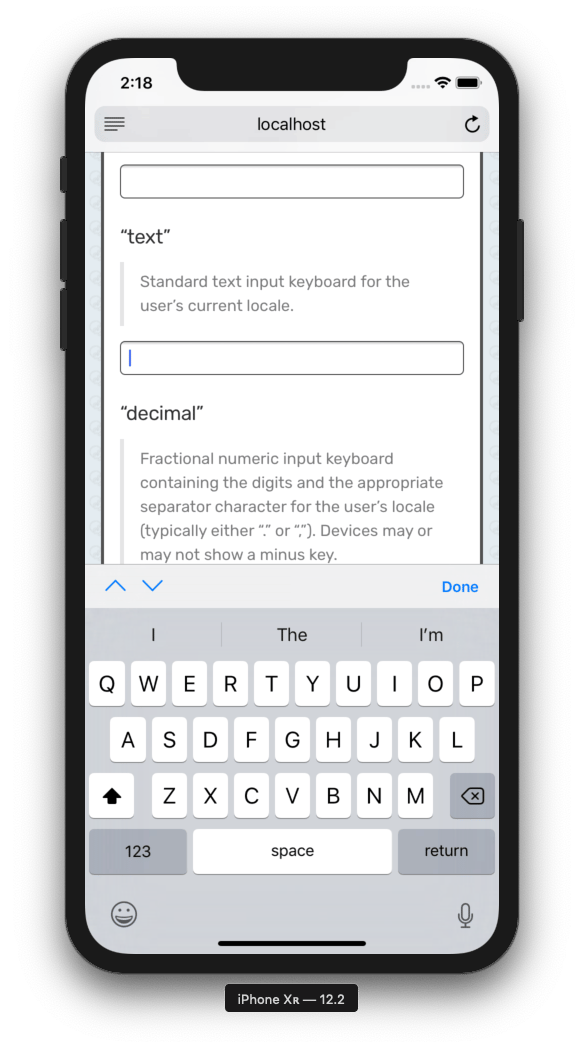 Ios Input Message A note on iOS 12.2 input types