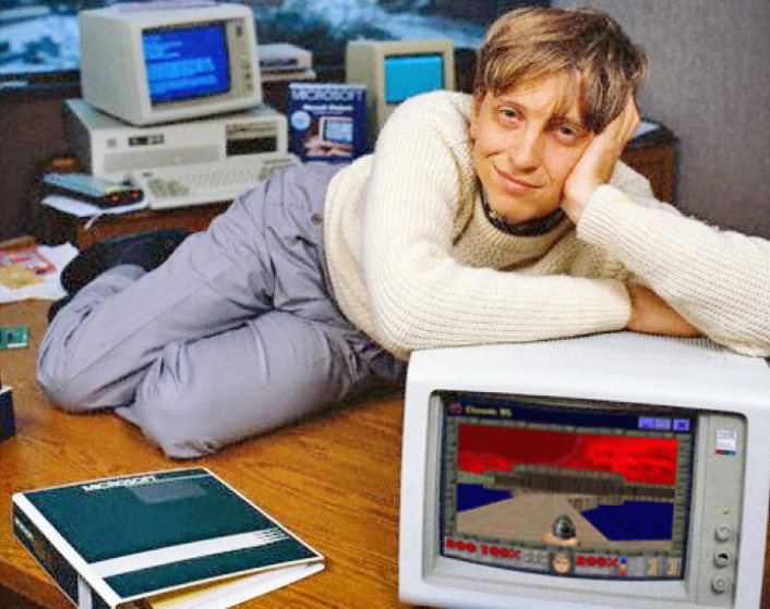 Bill Gates posing as a Gamer